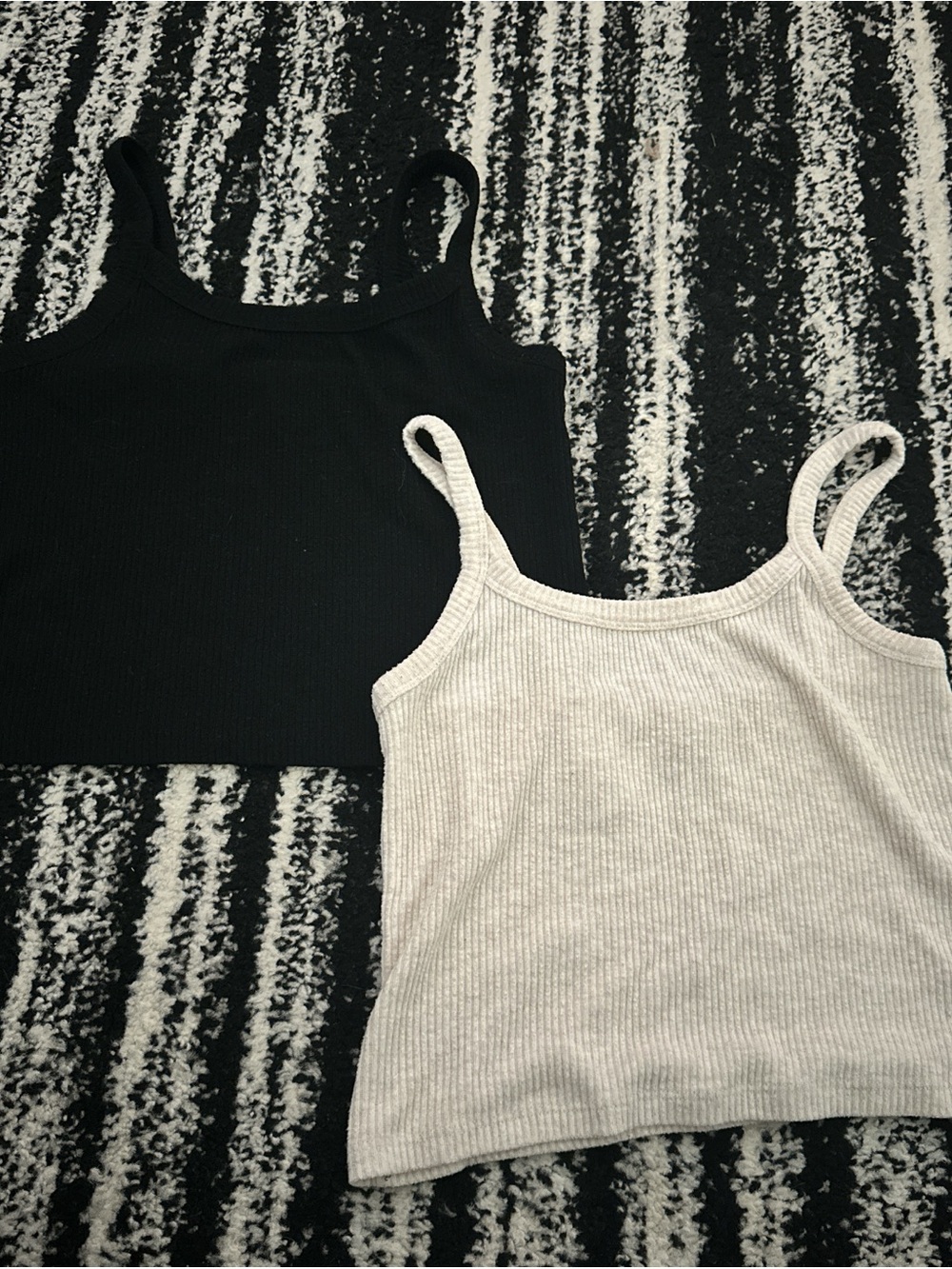 Universal Thread Ribbed Camisole Set in Black & Beige